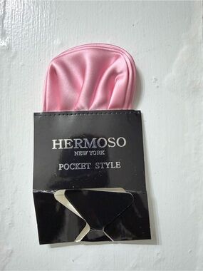 Hermoso Men Solid Pink Pocket Square Handkerchief Prefold Wedding Party